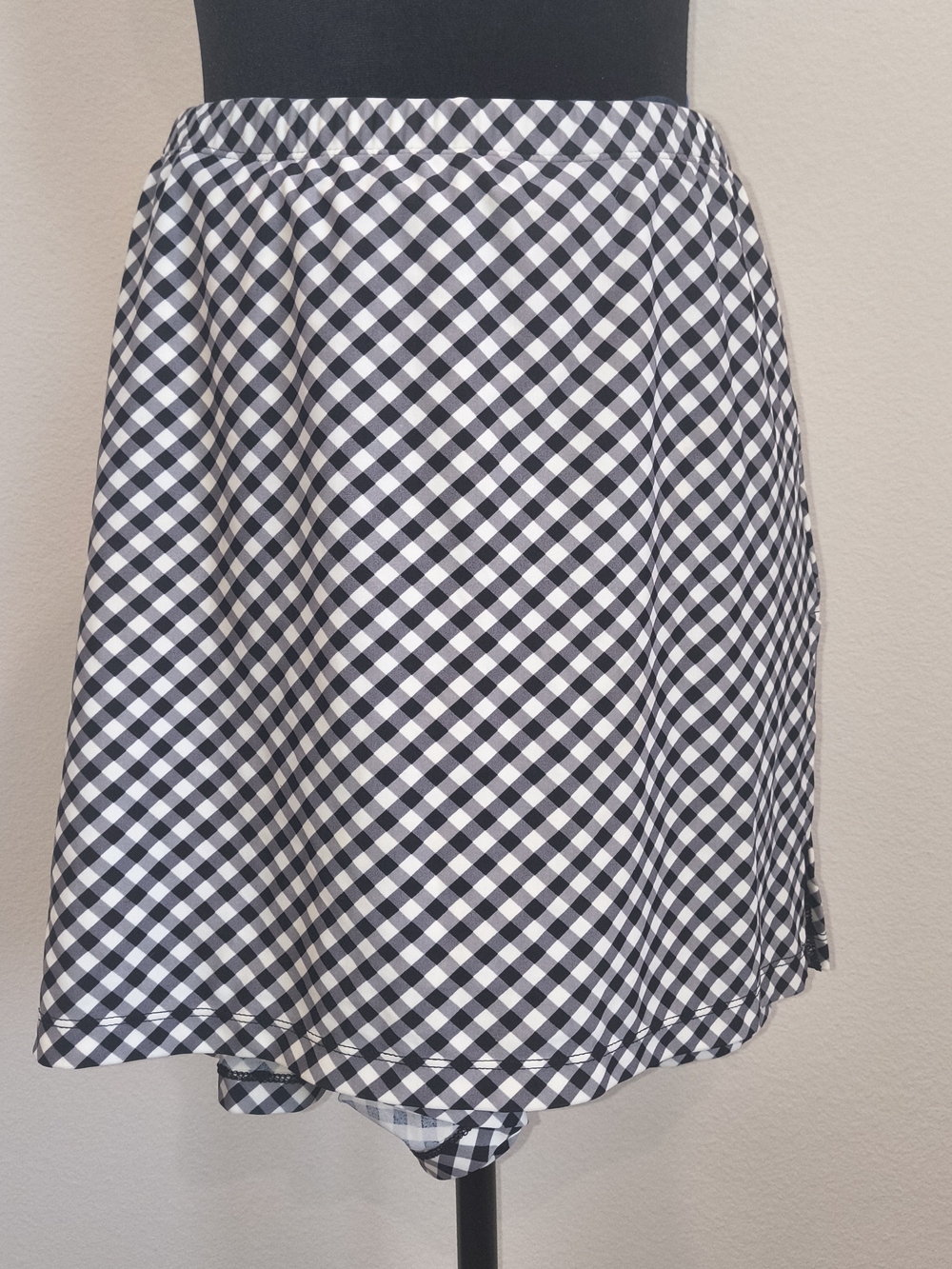 2X Catherines Black and White Gingham Vintage Swim Skirt -NWT